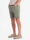 Ombre Clothing Shorts di jeans classici da uomo con orlo arrotolato - verde oliva chiaro