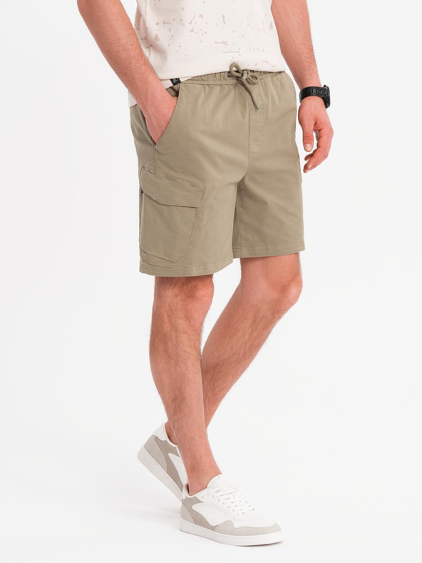 Ombre Clothing Shorts da uomo taglio largo con tasche cargo - verde oliva chiaro