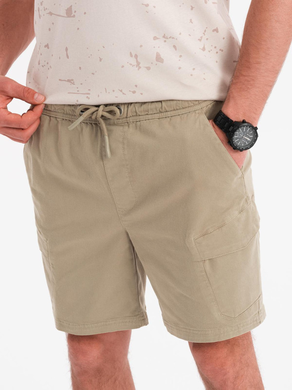 Ombre Clothing Shorts da uomo taglio largo con tasche cargo - verde oliva chiaro