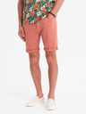 Ombre Clothing Shorts di jeans da uomo con orlo arrotolato - corallo