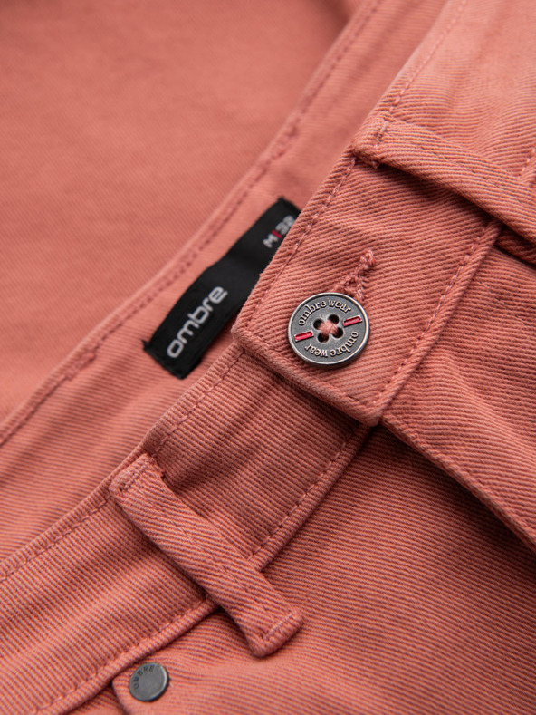 Ombre Clothing Shorts di jeans da uomo con orlo arrotolato - corallo