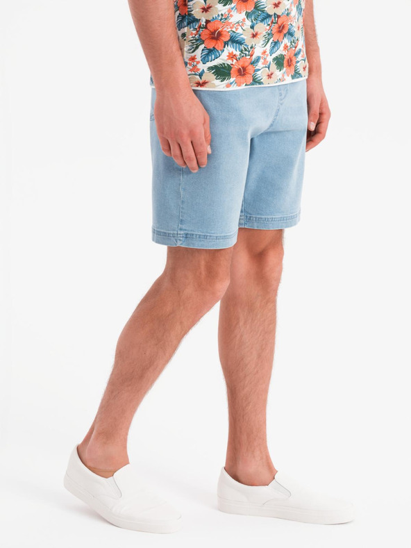 Ombre Clothing Shorts da uomo con fascia elastica e effetto lavato - blu chiaro