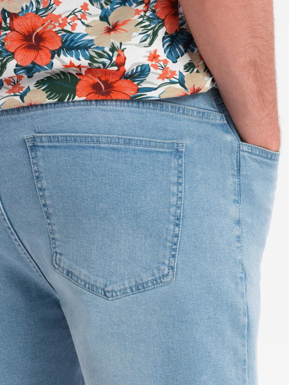 Ombre Clothing Shorts da uomo con fascia elastica e effetto lavato - blu chiaro