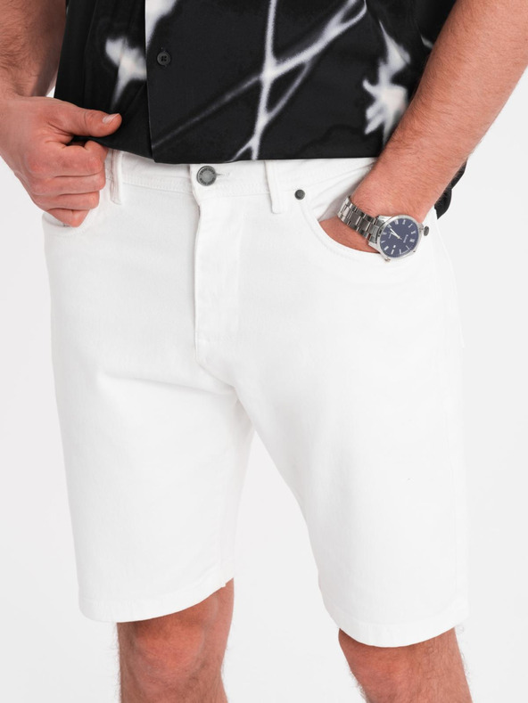 Ombre Clothing Shorts di jeans da uomo con taglio classico - bianchi