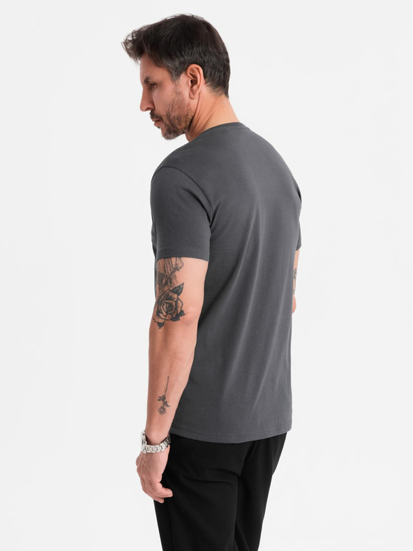 Ombre Clothing T-shirt classica da uomo in cotone BASIC con scollo a V - grafite