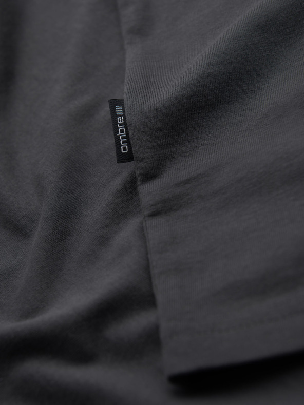 Ombre Clothing T-shirt classica da uomo in cotone BASIC con scollo a V - grafite