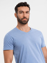 Ombre Clothing T-shirt classica da uomo in cotone BASIC con scollo a V - blu