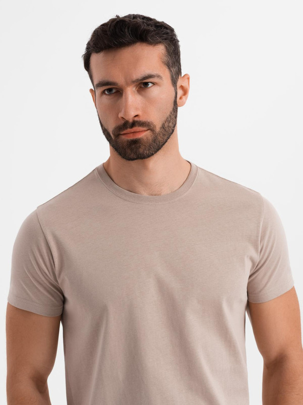 Ombre Clothing T-shirt classica da uomo in cotone BASIC - sabbia
