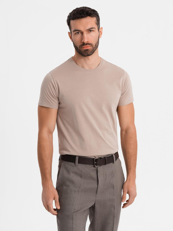 Ombre Clothing T-shirt classica da uomo in cotone BASIC - sabbia