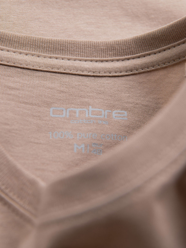 Ombre Clothing T-shirt classica da uomo in cotone BASIC - sabbia