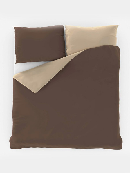 Kvalitex Set di biancheria da letto in raso francese LUXURY COLLECTION 1+2, 200x200, 70x90cm marrone scuro / beige