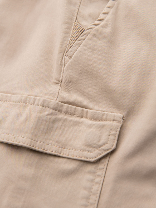Ombre Clothing Pantaloncini cargo da uomo in cotone con vita elastica - beige
