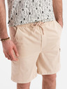 Ombre Clothing Pantaloncini cargo da uomo in cotone con vita elastica - beige