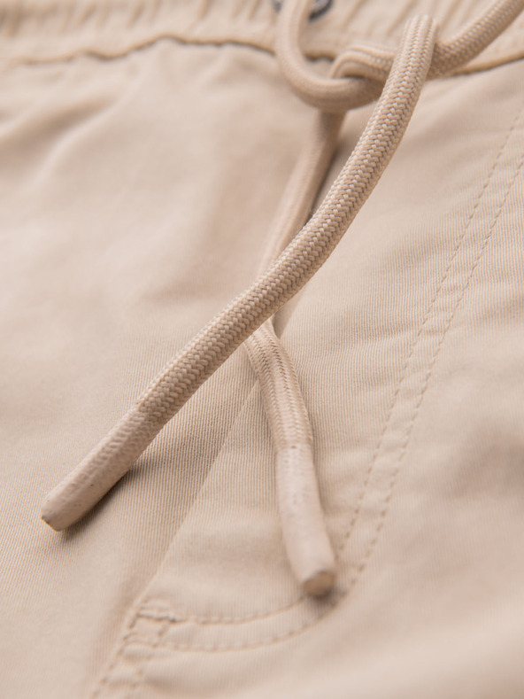 Ombre Clothing Pantaloncini cargo da uomo in cotone con vita elastica - beige