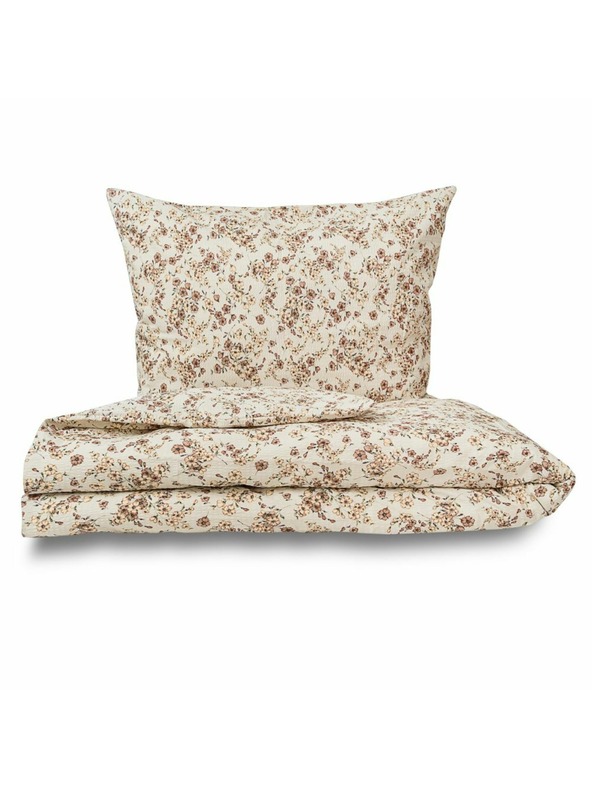 Kvalitex Biancheria da letto in crepe allungata 140x220, 70x90 cm Fiorellini beige