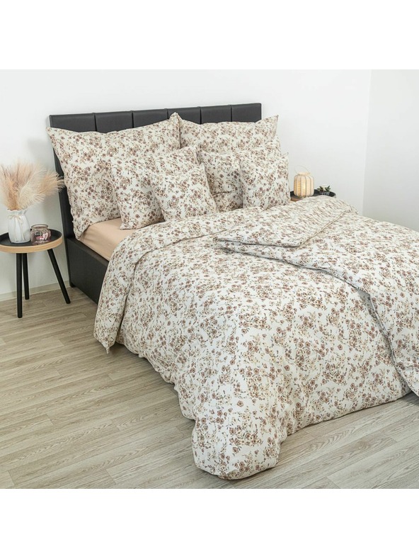 Kvalitex Biancheria da letto in crepe allungata 140x220, 70x90 cm Fiorellini beige