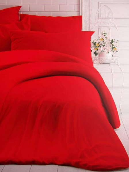 Kvalitex Biancheria da letto in cotone francese tinta unita 240x200, 70x90cm rosso