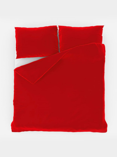 Kvalitex Biancheria da letto in cotone francese tinta unita 240x200, 70x90cm rosso