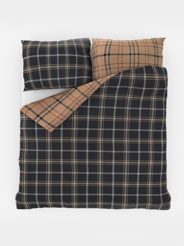 Kvalitex Biancheria da letto francese in cotone NORDIC COLLECTION 240x200, 70x90cm QUADRI marrone scuro