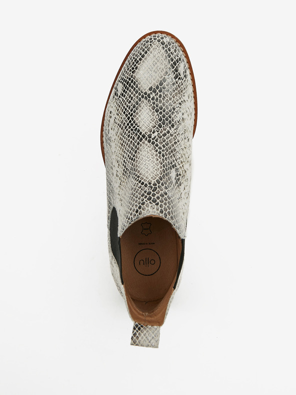 Ojju Stivali Chelsea da donna bianchi in pelle con motivo a serpente OJJU