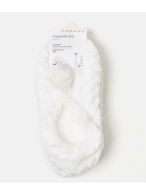 CAMAIEU Pantofole bianche con pon pon CAMAIEU