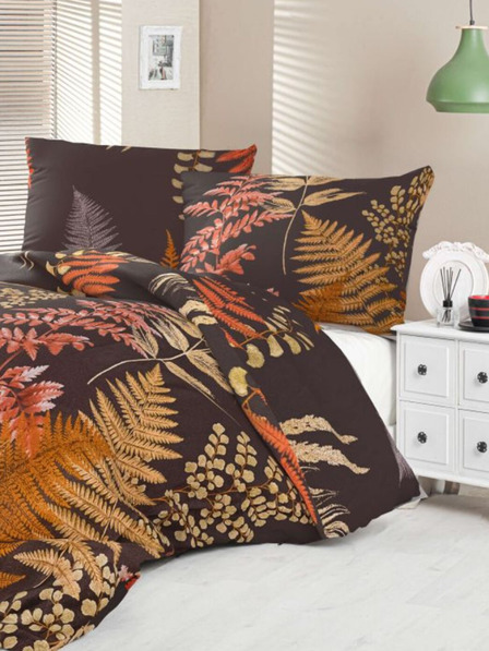 Kvalitex Set di biancheria da letto in raso francese Luxury Collection 1+2, 200x200, 70x90cm Felce marrone Kvalitex