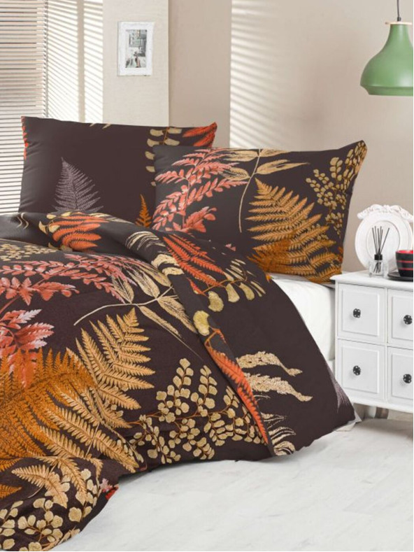 Kvalitex Set di biancheria da letto in raso francese Luxury Collection 1+2, 200x200, 70x90cm Felce marrone Kvalitex