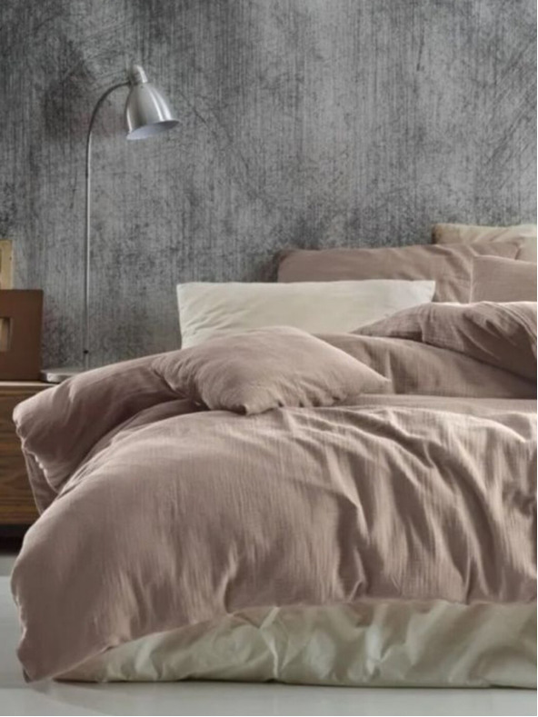 Kvalitex Biancheria da letto in mussola francese 240x200, 70x90cm beige Kvalitex