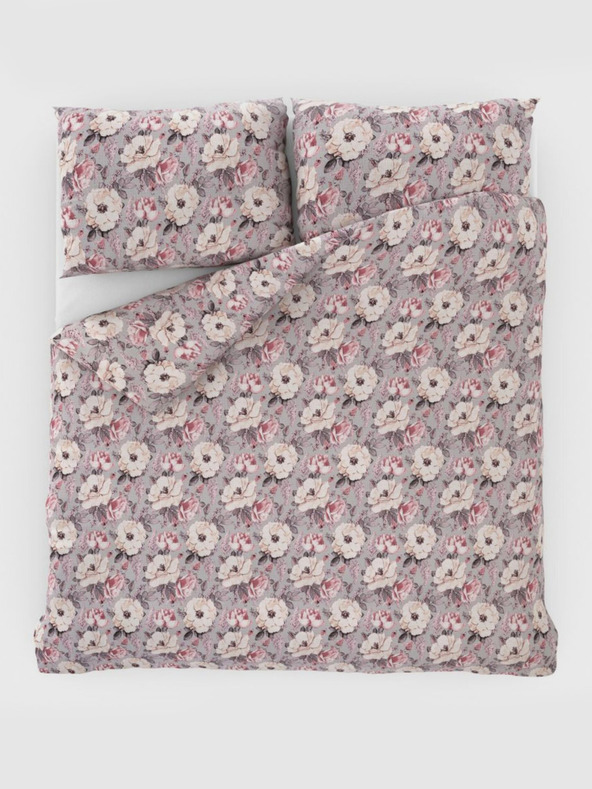 Kvalitex Biancheria da letto in crêpe francese 220x200, 70x90cm Ester grigio Kvalitex