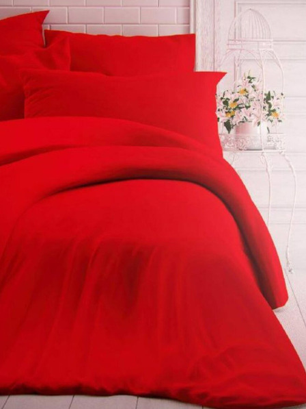 Kvalitex Biancheria da letto in cotone tinta unita 140x200, 70x90cm rosso