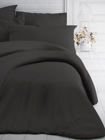 Kvalitex Biancheria da letto in cotone francese monocromatica 220x200, 70x90cm grigio scuro