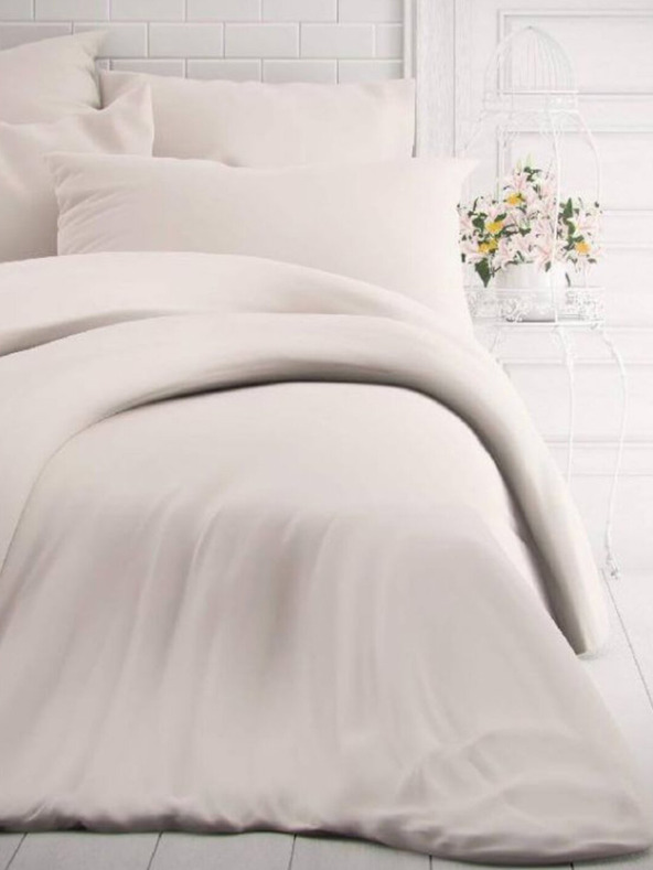Kvalitex Biancheria da letto in cotone francese monocromatica 220x200, 70x90cm bianca
