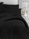 Kvalitex Lenzuolo di raso con riga 140x220, 70x90cm NERO