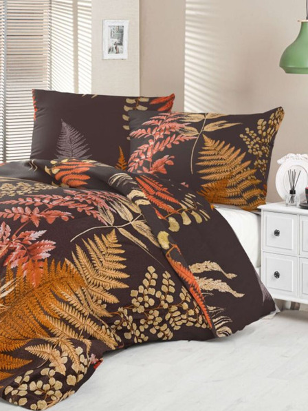 Kvalitex Biancheria da letto in raso Collezione Luxury 140x200, 70x90cm Felce marrone Kvalitex