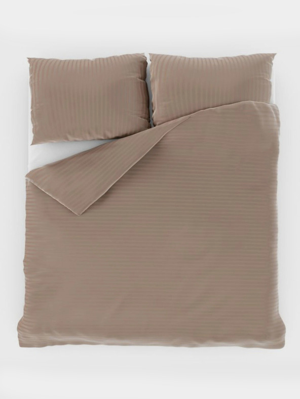 Kvalitex Biancheria da letto in raso francese a righe 1+2, 200x200, 70x90cm beige Kvalitex