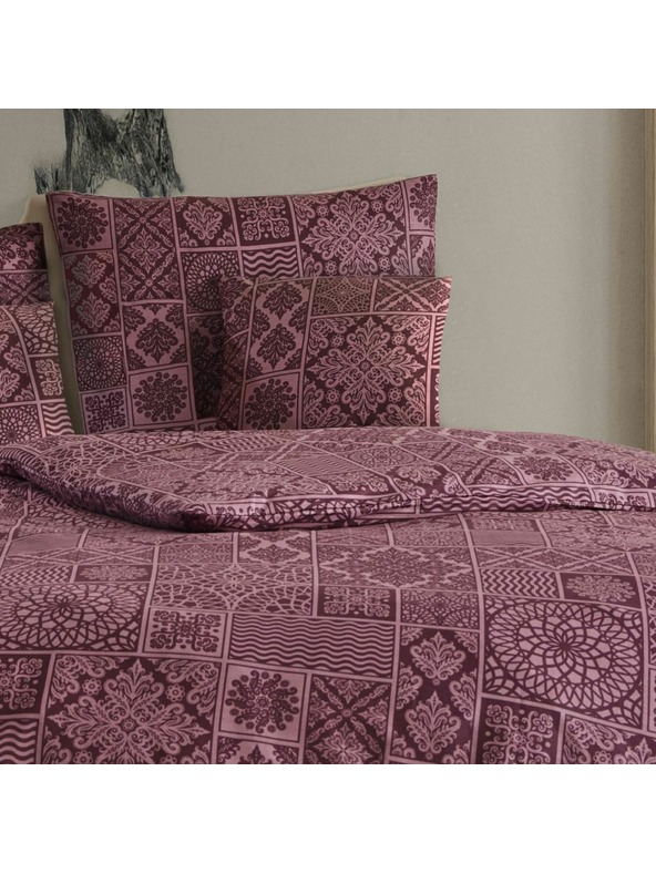 Kvalitex Biancheria da letto in cotone francese renforcé 240x220, 70x90cm TOKYO bordeaux