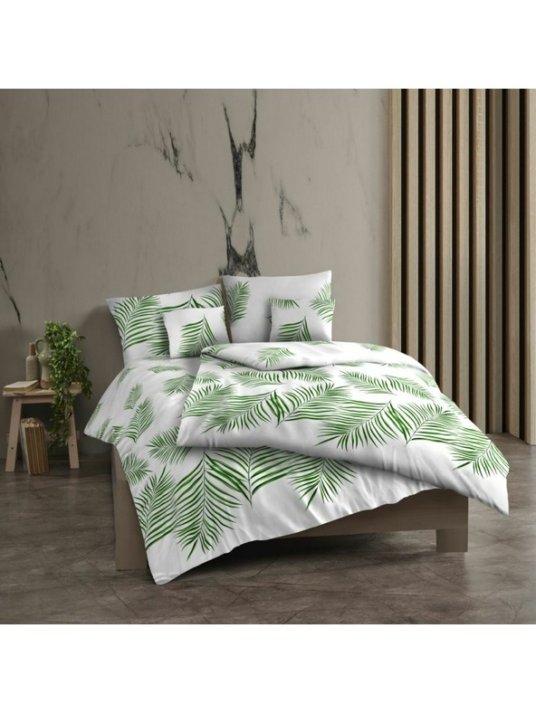 Kvalitex Biancheria da letto in cotone renforcé allungata 140x220, 70x90cm TROPICAL bianca