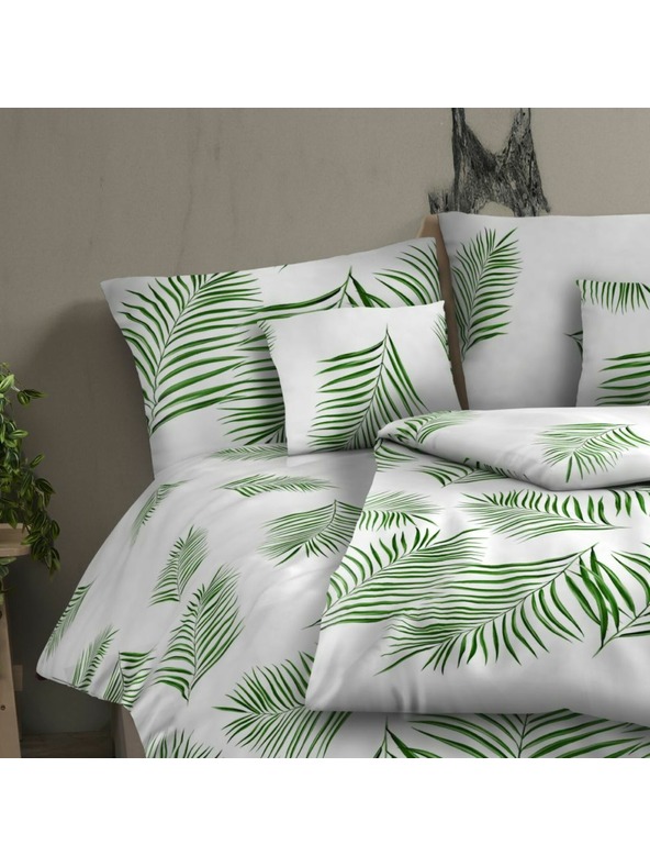 Kvalitex Biancheria da letto in cotone renforcé allungata 140x220, 70x90cm TROPICAL bianca