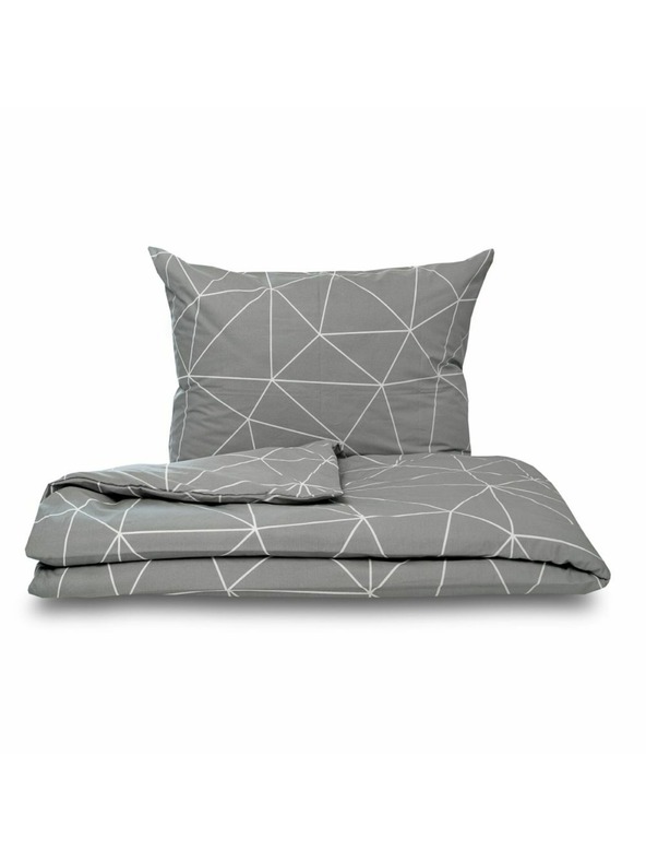 Kvalitex Biancheria da letto francese in cotone NORDIC COLLECTION 240x200, 70x90cm GRID grigia