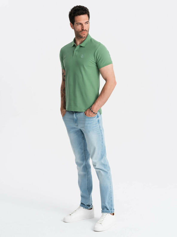 Ombre Clothing Polo basic verde da uomo Ombre Clothing
