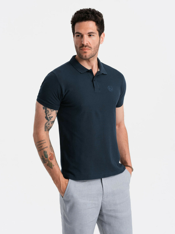 Ombre Clothing Polo basic blu scuro da uomo Ombre Clothing