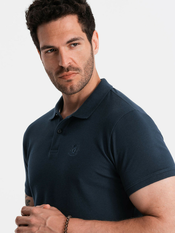 Ombre Clothing Polo basic blu scuro da uomo Ombre Clothing