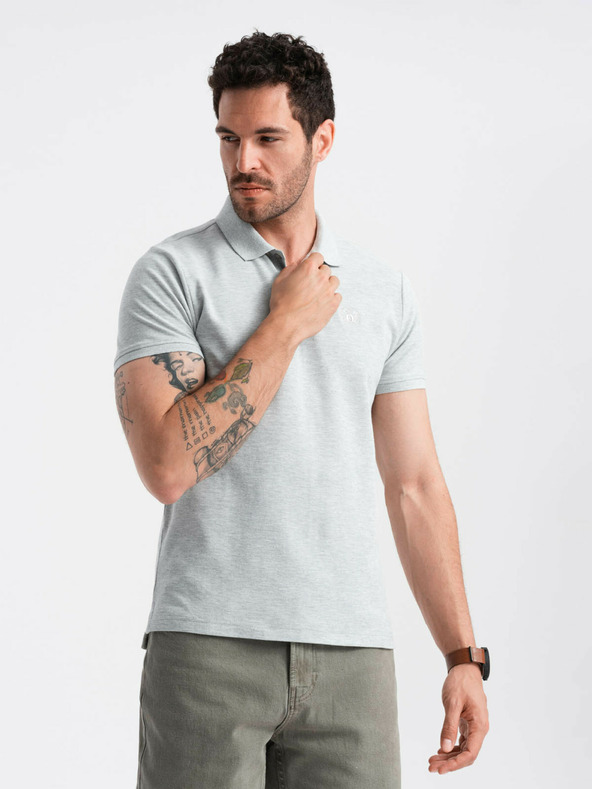 Ombre Clothing Polo basic grigio chiaro uomo Ombre Clothing