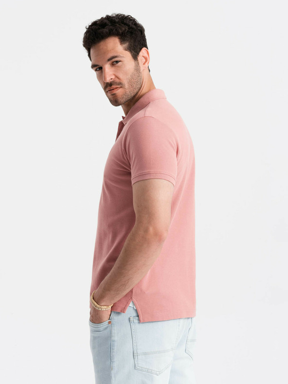 Ombre Clothing Polo basic da uomo rosa Ombre Clothing