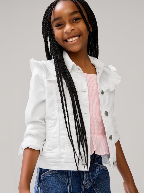 GAP Kids' Denim Jacket with Ruffles GAP