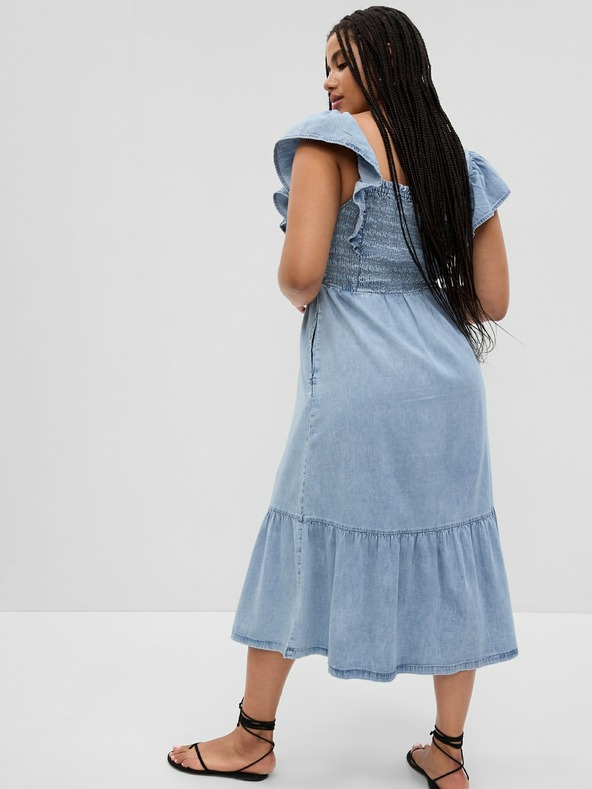 GAP Denim midi dress with ruffles GAP