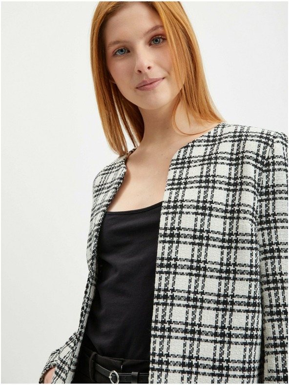 Orsay Giacca a quadri da donna bianca e nera ORSAY