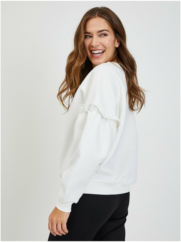 Orsay Felpa donna bianca oversize con maniche a palloncino ORSAY