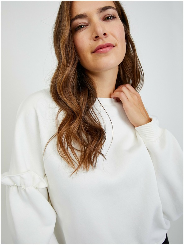 Orsay Felpa donna bianca oversize con maniche a palloncino ORSAY