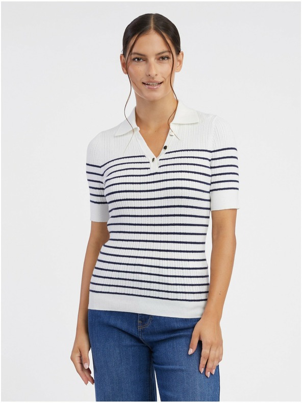 Orsay Polo donna crema a righe ORSAY
